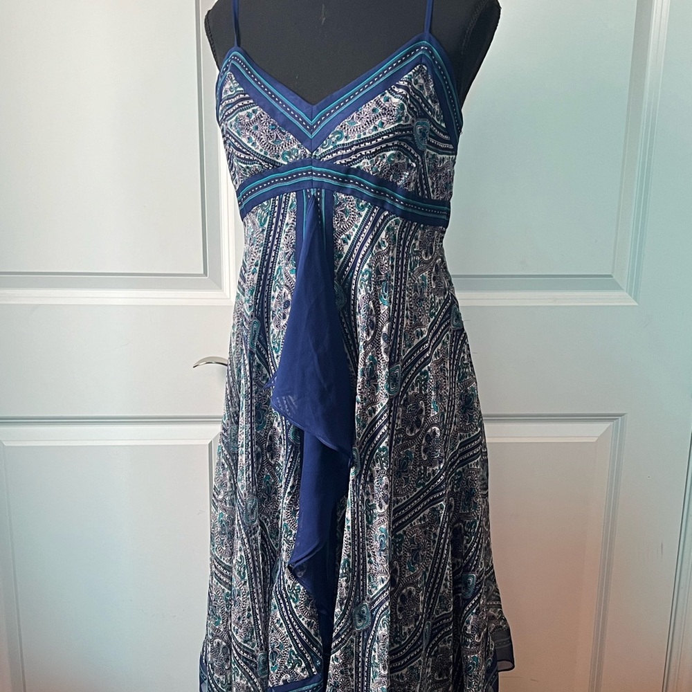 Nicole by Nicole Miller Blue and White High Low Dress